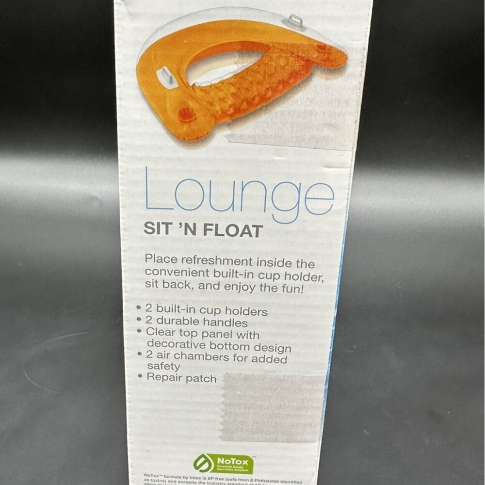 Pool Beach Floatie Intex Sit N Float Lounge Chair Cup Holders Orange New In Box - Picture 3 of 8